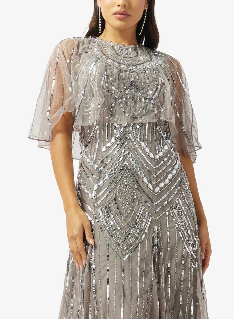 Amelia Rose Crew Neck Sequin Midi Dress